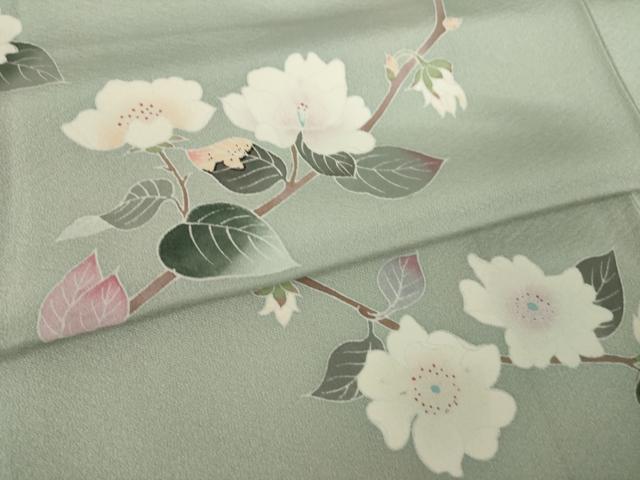 平和屋着物●訪問着　友禅　作家物　枝花文　正絹　逸品　AABL2010ck