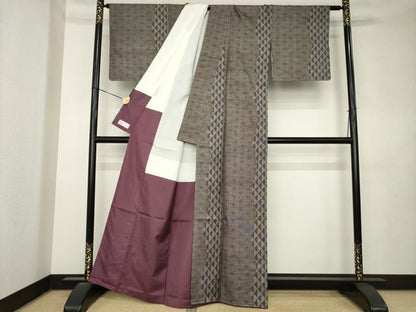 平和屋着物●本場大島紬　9マルキ　麻の葉間道　やまと誂製　正絹　逸品　AABL2012ck