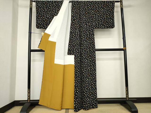 平和屋着物●上質な小紋　玩具文　黒地　正絹　逸品　AABL2013ck