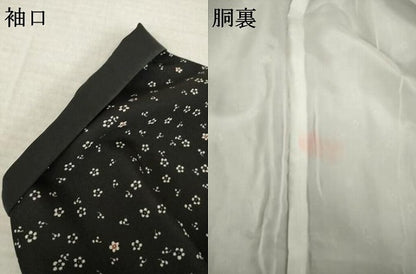 平和屋着物●京都老舗銘店・に志田　小紋　小花文　黒地　たとう紙付き　正絹　逸品　AABL2014ck