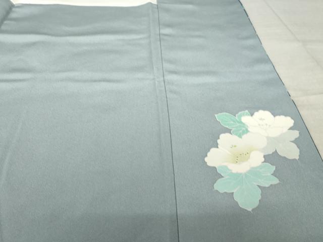 平和屋着物●訪問着　友禅　草花文　暈し染め　金彩　浜ちりめん　反端付き　正絹　逸品　AABL2017ck