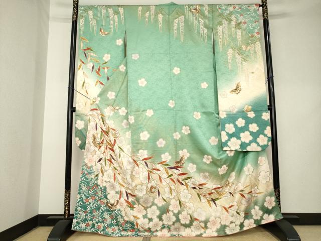 平和屋着物●松本幸四郎　振袖　花蝶文　暈し染め　金彩　正絹　逸品　AABL2019ck