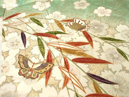 平和屋着物●松本幸四郎　振袖　花蝶文　暈し染め　金彩　正絹　逸品　AABL2019ck