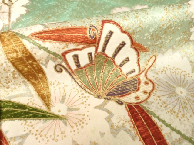平和屋着物●松本幸四郎　振袖　花蝶文　暈し染め　金彩　正絹　逸品　AABL2019ck