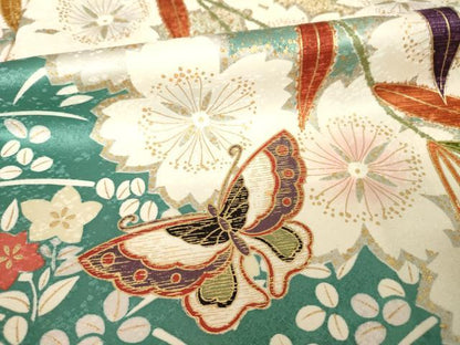平和屋着物●松本幸四郎　振袖　花蝶文　暈し染め　金彩　正絹　逸品　AABL2019ck