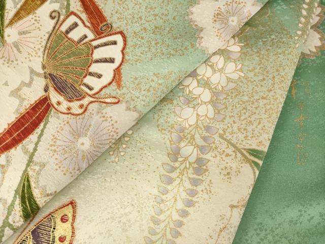 平和屋着物●松本幸四郎　振袖　花蝶文　暈し染め　金彩　正絹　逸品　AABL2019ck