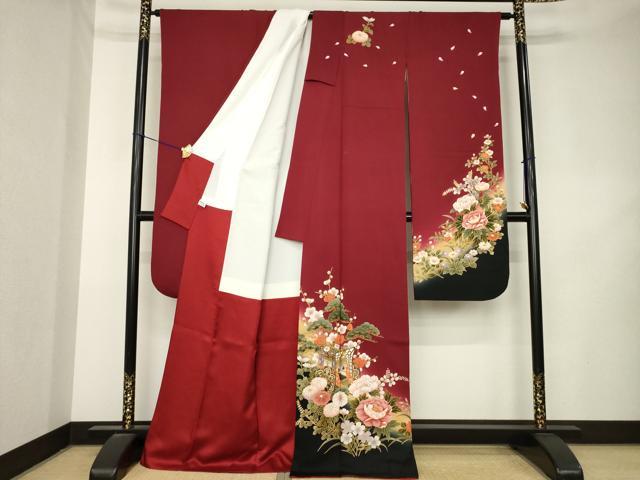 平和屋着物●豪華振袖　御所車花文　暈し染め　金彩　正絹　逸品　AABL2021ck