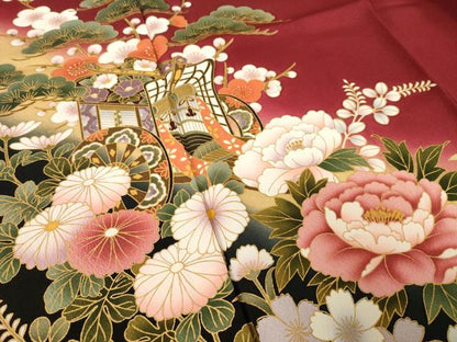 平和屋着物●豪華振袖　御所車花文　暈し染め　金彩　正絹　逸品　AABL2021ck