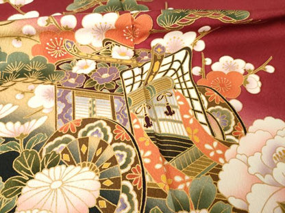 平和屋着物●豪華振袖　御所車花文　暈し染め　金彩　正絹　逸品　AABL2021ck