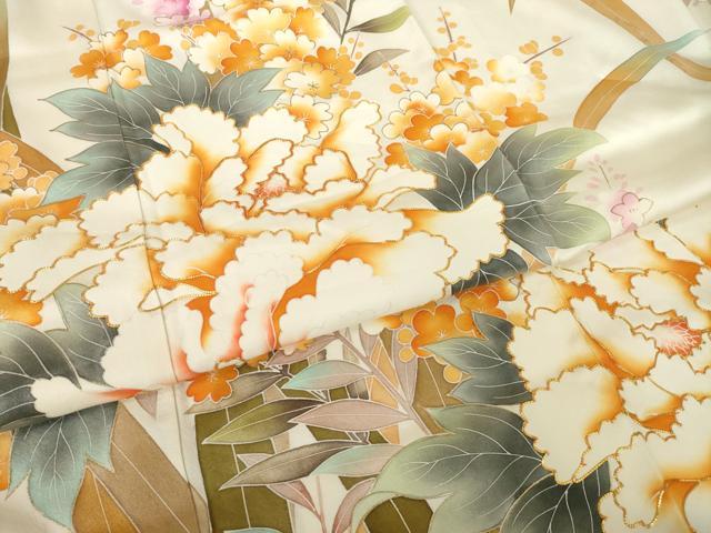平和屋着物●豪華振袖　駒刺繍　草花文　金彩　正絹　逸品　AABL2022ck