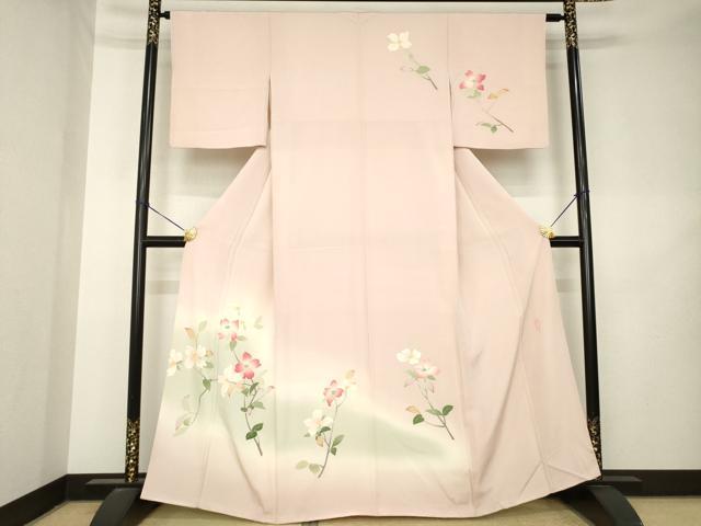 平和屋着物●本加賀友禅作家　成竹登茂男　訪問着　枝花文　暈し染め　正絹　逸品　AABL2023ck