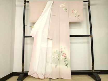 平和屋着物●本加賀友禅作家　成竹登茂男　訪問着　枝花文　暈し染め　正絹　逸品　AABL2023ck