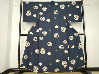 平和屋着物●上質な小紋　花丸文　正絹　逸品　AABL2024ck
