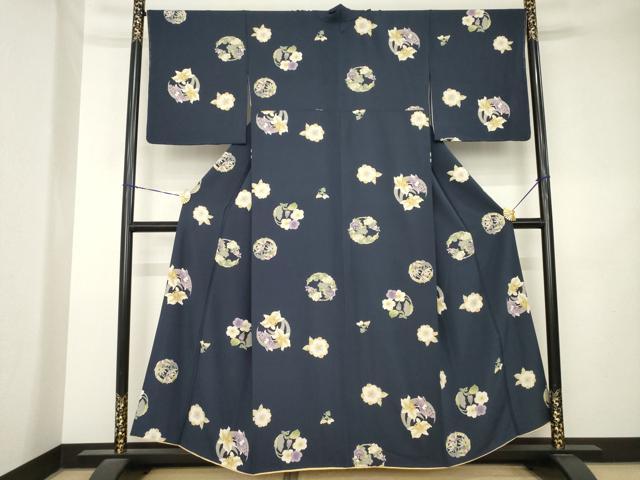 平和屋着物●上質な小紋　花丸文　正絹　逸品　AABL2024ck