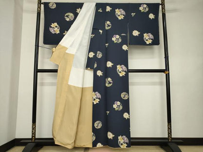 平和屋着物●上質な小紋　花丸文　正絹　逸品　AABL2024ck