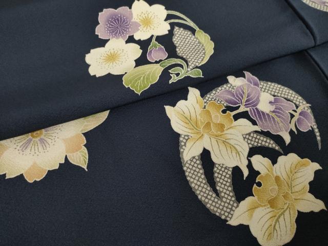 平和屋着物●上質な小紋　花丸文　正絹　逸品　AABL2024ck