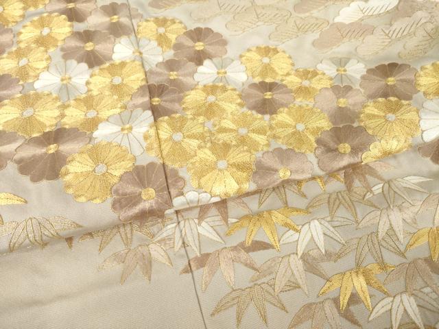 平和屋本店●銀座きしや　色留袖　駒刺繍　笹　松　菊　吉祥文　共箱・たとう紙付き　正絹　逸品　AABL2025ck