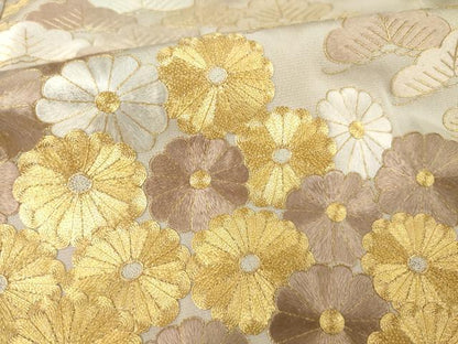 平和屋本店●銀座きしや　色留袖　駒刺繍　笹　松　菊　吉祥文　共箱・たとう紙付き　正絹　逸品　AABL2025ck