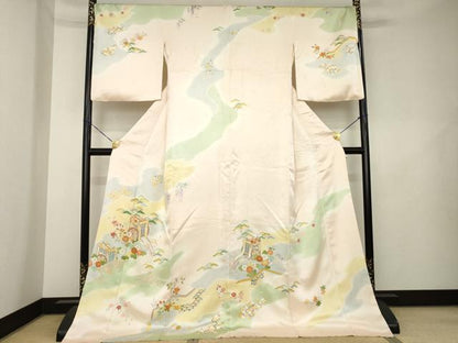 平和屋着物●創業460年・千總　訪問着　御所車花文　暈し染め　高島屋扱い　ロング丈　正絹　逸品　AABL2027ck