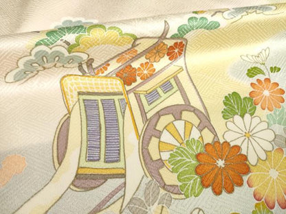 平和屋着物●創業460年・千總　訪問着　御所車花文　暈し染め　高島屋扱い　ロング丈　正絹　逸品　AABL2027ck