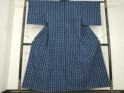 平和屋着物●久留米絣　幾何学文様　綿　逸品　AABL2028ck