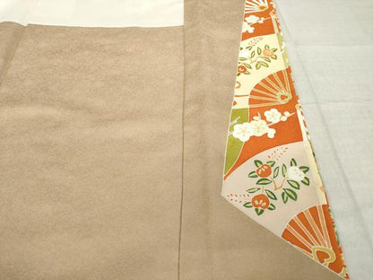 平和屋着物●訪問着　駒刺繍　道長扇面花文　金彩　正絹　逸品　AABL2029ck
