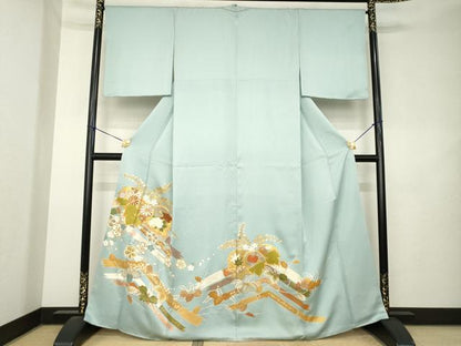 平和屋着物●創業460年・千總　色留袖　駒刺繍　吉祥花桐文　金彩　正絹　逸品　AABL2030ck