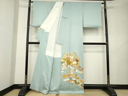 平和屋着物●創業460年・千總　色留袖　駒刺繍　吉祥花桐文　金彩　正絹　逸品　AABL2030ck