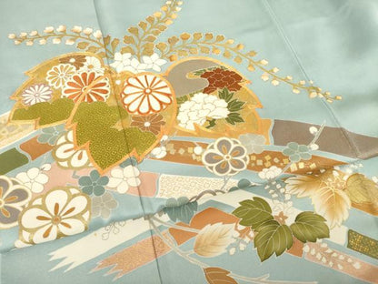 平和屋着物●創業460年・千總　色留袖　駒刺繍　吉祥花桐文　金彩　正絹　逸品　AABL2030ck