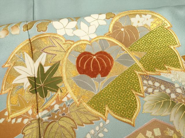 平和屋着物●創業460年・千總　色留袖　駒刺繍　吉祥花桐文　金彩　正絹　逸品　AABL2030ck