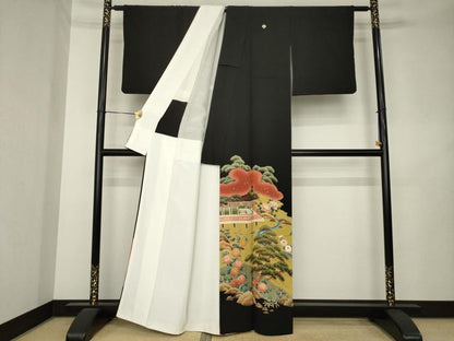 平和屋着物●豪華黒留袖　作家物　風景文　金彩　正絹　逸品　AABL2039ck
