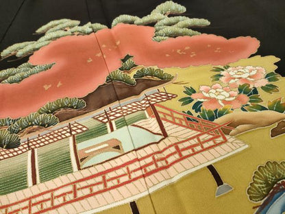 平和屋着物●豪華黒留袖　作家物　風景文　金彩　正絹　逸品　AABL2039ck