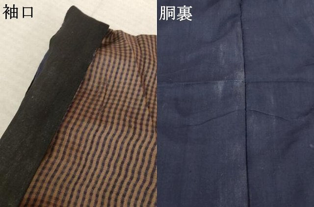 平和屋着物●男性　紬　格子　正絹　逸品　AABL2041ck