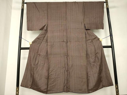 平和屋着物●男性　紬　格子　正絹　逸品　AABL2041ck