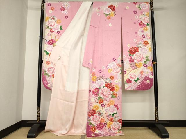 平和屋着物●豪華振袖　刺繍　花毬文　金糸　ロング丈　正絹　逸品　AABL2042ck
