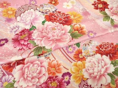平和屋着物●豪華振袖　刺繍　花毬文　金糸　ロング丈　正絹　逸品　AABL2042ck