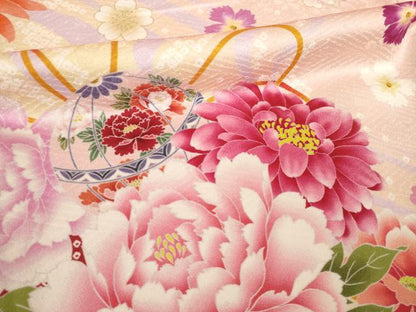 平和屋着物●豪華振袖　刺繍　花毬文　金糸　ロング丈　正絹　逸品　AABL2042ck