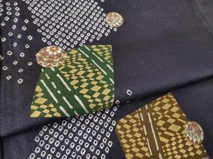 平和屋着物●訪問着　絞り　刺繍　色紙重ね毬文　金糸　金彩　正絹　逸品　AABL2048ck