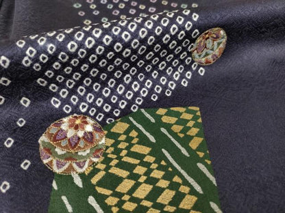 平和屋着物●訪問着　絞り　刺繍　色紙重ね毬文　金糸　金彩　正絹　逸品　AABL2048ck