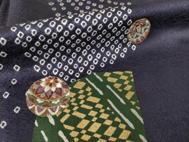 平和屋着物●訪問着　絞り　刺繍　色紙重ね毬文　金糸　金彩　正絹　逸品　AABL2048ck