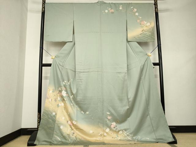 平和屋着物●訪問着　飾花文　暈し染め　金彩　正絹　逸品　未使用　AABL2050ck
