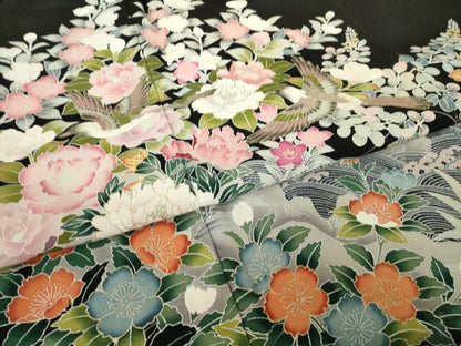 平和屋着物●豪華黒留袖　作家物　花鳥文　金彩　正絹　逸品　AABL2053ck