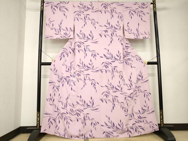 平和屋着物▼上質な小紋　枝葉文　ろうけつ染　正絹　逸品　AABL2055ck