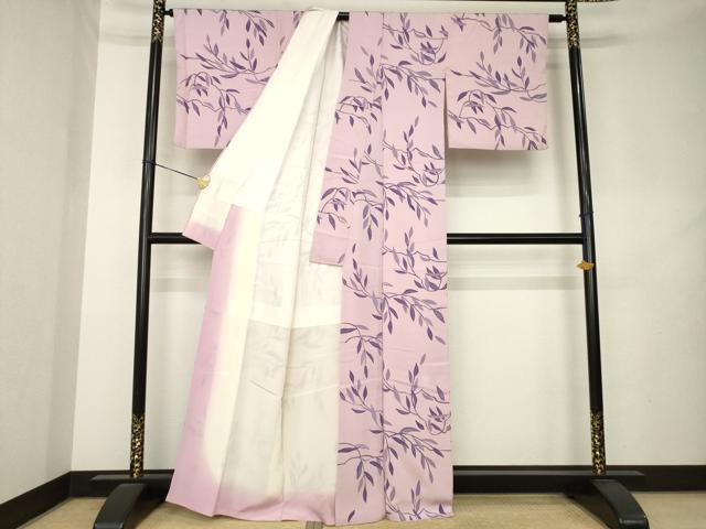 平和屋着物▼上質な小紋　枝葉文　ろうけつ染　正絹　逸品　AABL2055ck