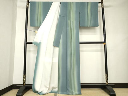 平和屋着物●西川博　小紋　間道　暈し染め　正絹　逸品　AABL2056ck