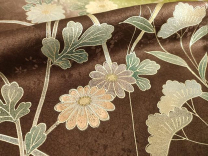 平和屋着物●訪問着　刺繍　草花文　暈し染め　金彩　正絹　逸品　AABL2057ck