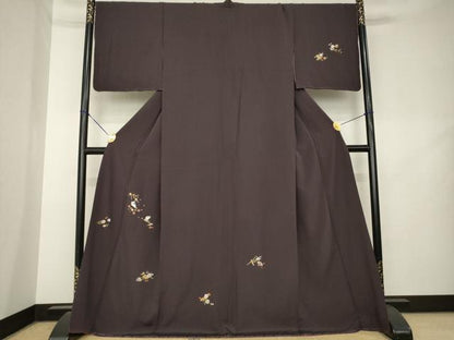 平和屋着物●訪問着　総刺繍　兎花文　金糸　正絹　逸品　未使用　AABL2058ck