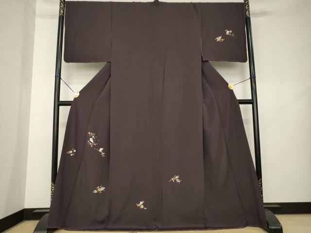 平和屋着物●訪問着　総刺繍　兎花文　金糸　正絹　逸品　未使用　AABL2058ck