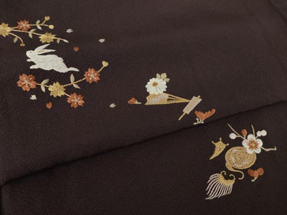 平和屋着物●訪問着　総刺繍　兎花文　金糸　正絹　逸品　未使用　AABL2058ck