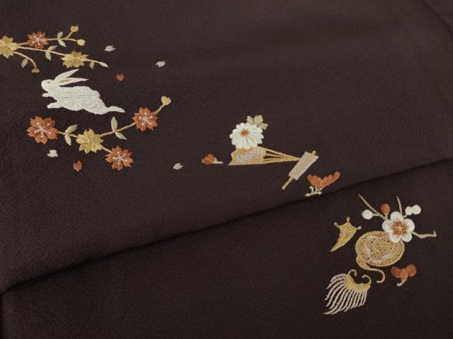 平和屋着物●訪問着　総刺繍　兎花文　金糸　正絹　逸品　未使用　AABL2058ck
